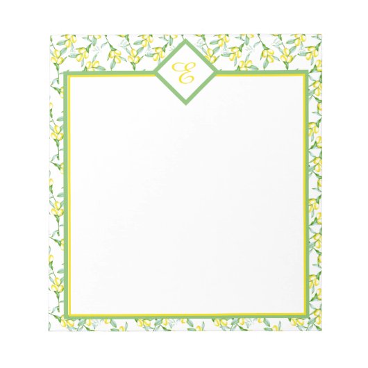 レモン模様モノグラム ノートパッド (正面)