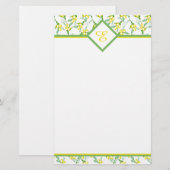 レモン模様モノグラム 便箋 (正面/裏面)