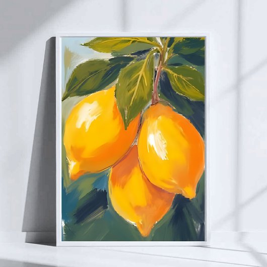 レモン樹の水彩果物絵画 ポスター