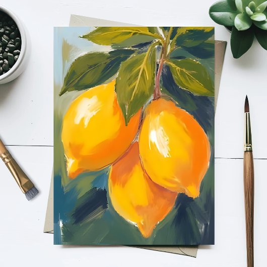 レモン樹の水彩果物絵画 ポストカード