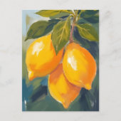 レモン樹の水彩果物絵画 ポストカード (正面)