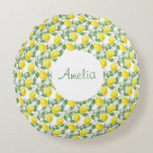 レモン水の色のパタシンプルーン ラウンドクッション (正面)