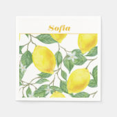 レモン水の色のパターンカスタム黄色の白 スタンダードカクテルナプキン (正面)