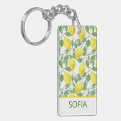 レモン水の色のパターン名前をカスタムする黄色 キーホルダー (正面左)