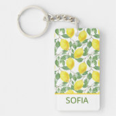 レモン水の色のパターン名前をカスタムする黄色 キーホルダー (正面)