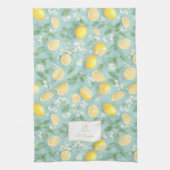 レモン水カラーミントモノグラムカスタムレモン キッチンタオル (縦)
