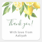 レモン水彩ありがとう スクエアシール (正面)