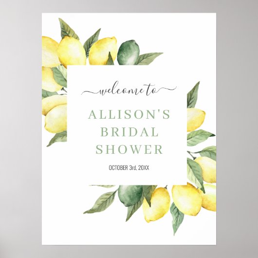 レモン水彩ウェルカム結婚前祝賀会看板 ポスター (正面)