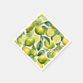 レモン水彩パターンデザイン スタンダードカクテルナプキン (角)