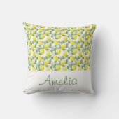 レモン水彩柄の黄色い女の子 クッション (正面)