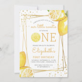レモン水彩1歳誕生日パーティー招待状 招待状 (正面)