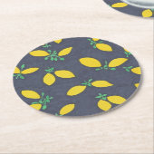 レモン水滴フードアートパターン ラウンドペーパーコースター (アングル)