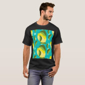 レモン水玉模様:青い背景。 Tシャツ (正面フル)