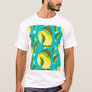 レモン水玉模様:青い背景。 Tシャツ