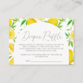 レモン水色おむつラッフルベビーシャワーカード エンクロージャーカード (正面)