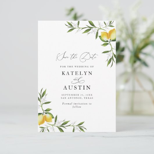 レモン水色の緑のフローラ 招待状 (スタンド正面)