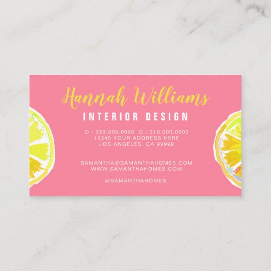 レモン水色ピンク背景 名刺 (裏面)