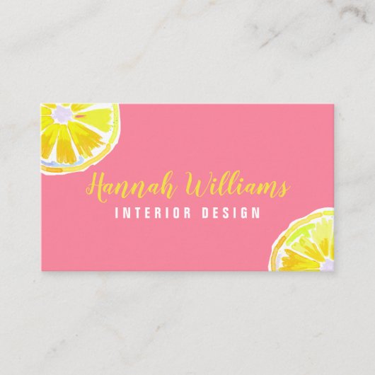 レモン水色ピンク背景 名刺 (正面)