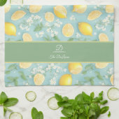 レモン水色ミントカスタマイズ名レモン キッチンタオル (折り畳み)