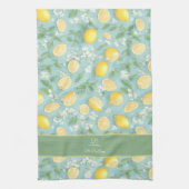 レモン水色ミントカスタマイズ名レモン キッチンタオル (縦)