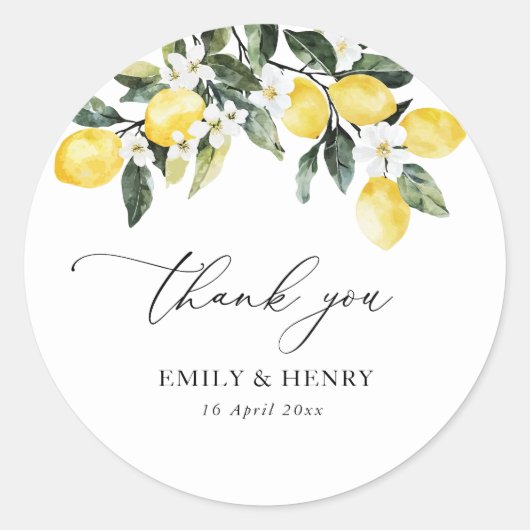 レモン水色mediterrenean結婚あなた感謝していのもの ラウンドシール (正面)