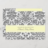 レモン灰色のダマスク織のカスタムのベビーシャワー招待状 招待状 (正面/裏面)