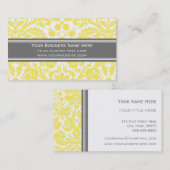 レモン灰色のダマスク織の花の名刺 名刺 (正面/裏面)