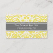 レモン灰色のダマスク織の花の名刺 名刺 (正面)