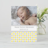 レモン灰色のテンプレートの新生児の誕生の発表 案内状 (スタンド正面)