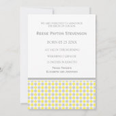 レモン灰色のテンプレートの新生児の誕生の発表 案内状 (裏面)