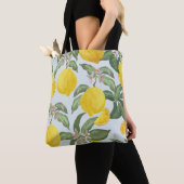 レモン熱帯果実のヴィンテージ模様 トートバッグ (クローズアップ)