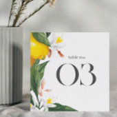 レモン白い花の水結婚色のテーブル番号。