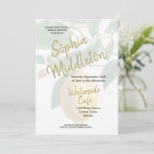 レモン白黒ストライプシモダンック 招待状 (スタンド正面)