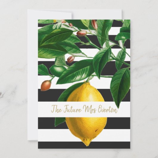 レモン白黒ストライプシモダンック 招待状 (裏面)