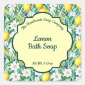 レモン石鹸、化粧品、浴製品ラベル – 4 スクエアシール (正面)