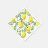 レモン紙ナプキンカスタムとパーソナライズ名 スタンダードカクテルナプキン (角)