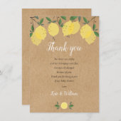 レモン素朴ズ·ベイビー·シャワー·ポエム サンキューカード (正面/裏面)
