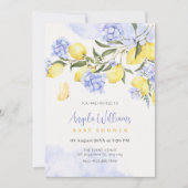 レモン紫のフローラの赤ちゃんシャワー 招待状 (正面)