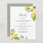 レモン結婚のゲスト情報カードInsert Citrus エンクロージャーカード (正面/裏面)