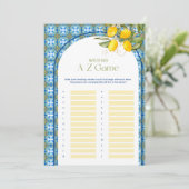 レモン結婚ブライダルシャワーのA-Zゲームカード 招待状 (スタンド正面)