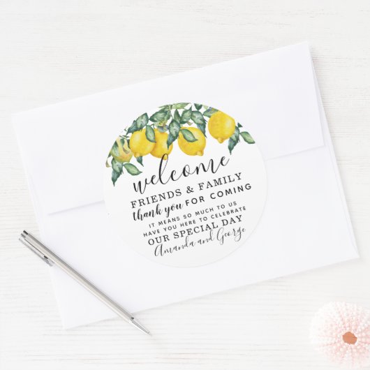 レモン結婚式の引き出物パーソナライズされた感謝していユー ラウンドシール (封筒)