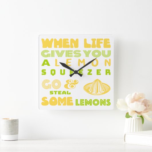 レモン絞り スクエア壁時計 (ホーム)