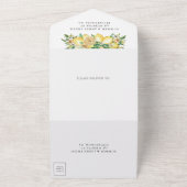 レモン緑のフローラモザイク結婚タイルすべて オールインワン招待状 (外側)