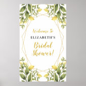 レモン緑の幾何学模様のブライダルシャワー記号 ポスター (正面)