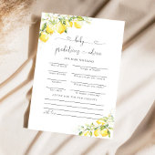 レモン緑の柑橘系ベビーシャワー予測カード