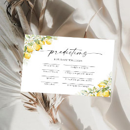 レモン緑の柑橘系ベビーシャワー予測カード 招待状