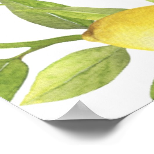 レモン緑の花のブライダルシャワー写真プロップ ポスター (角)