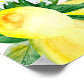 レモン緑の花のブライダルシャワー写真プロップ ポスター (角)