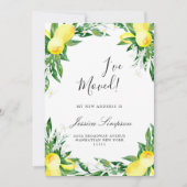 レモン緑の花の動くアナウンスメントカード 案内状 (正面)
