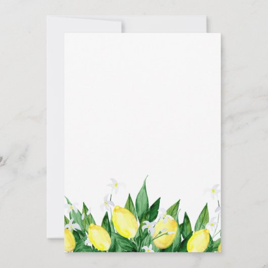 レモン緑の花の動くアナウンスメントカード 案内状 (裏面)